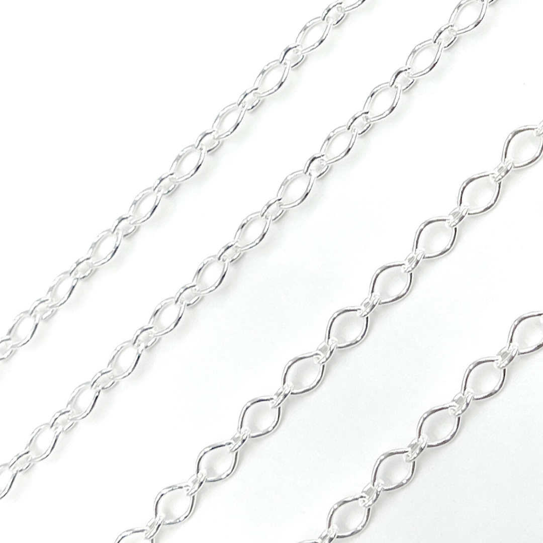 925 Sterling Silver Big and Small Oval Link Chain. Z76SS