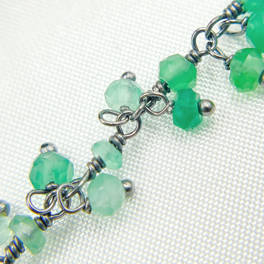 Green Onyx Cluster Dangle Oxidized Wire Chain