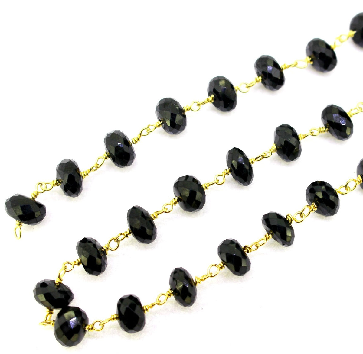 Black Spinel Gold Plated Wire Chain