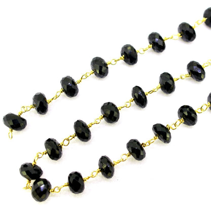 Black Spinel Gold Plated Wire Chain