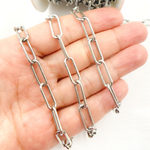 Load image into Gallery viewer, V7OX. Oxidized Sterling Silver Smooth Paperclip Link Chain
