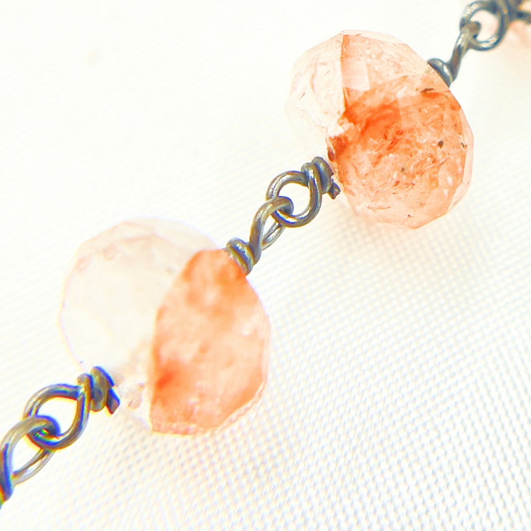 Strawberry Quartz Oxidized Wire Chain. STQ6