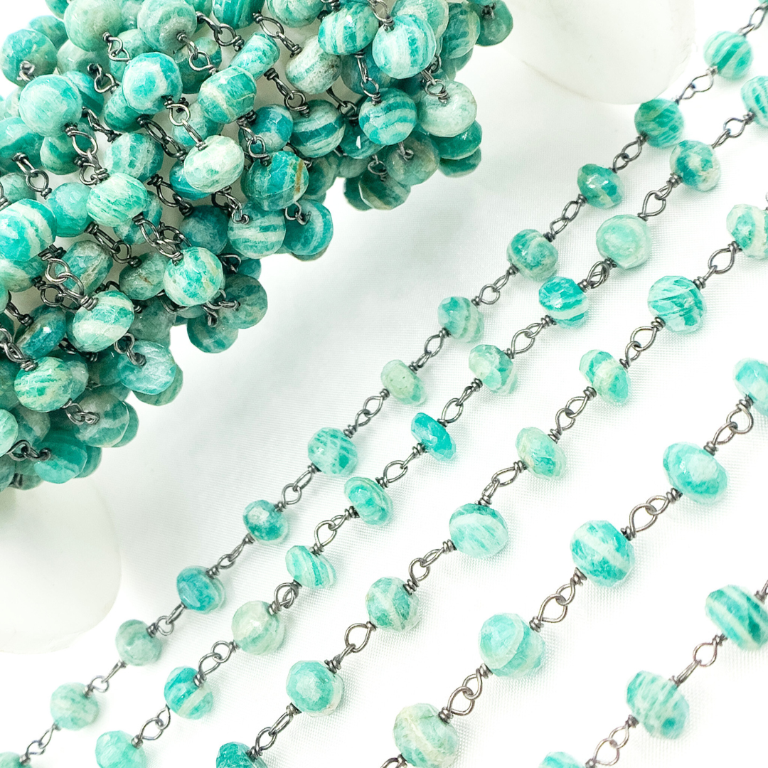 Amazonite Oxidized Wire Chain. AMZ22