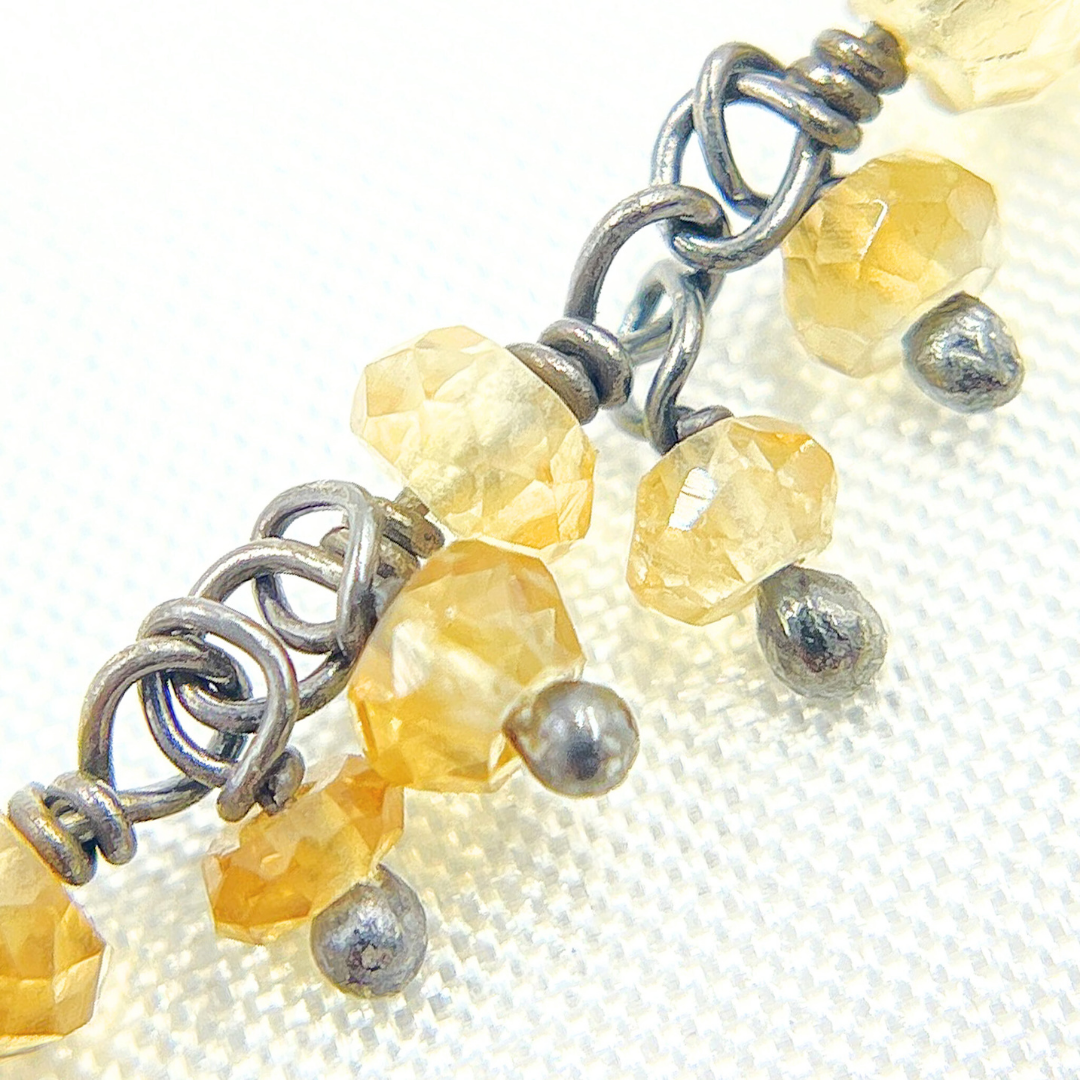 Citrine Cluster Dangle Oxidized Wire Chain.