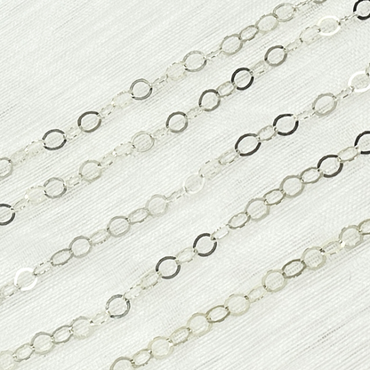 925 Sterling Silver Flat Oval Link Chain.