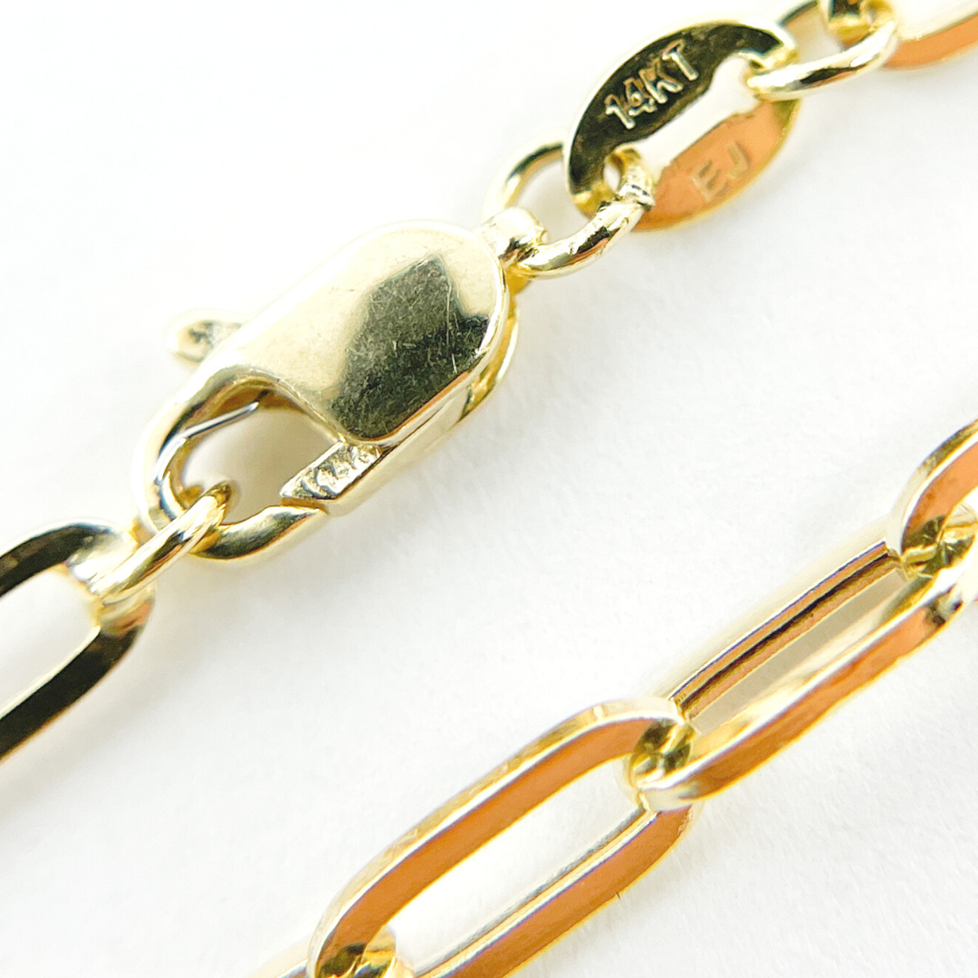 14K Solid Gold Flat Paperclip Necklace