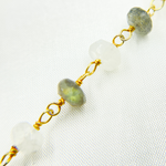 Load image into Gallery viewer, Labradorite &amp; White Rainbow Moonstone Gold Plated Wire Chain.
