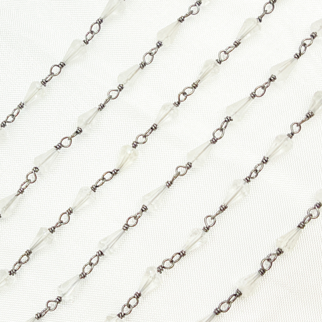 Crystal Quartz Oxidized Wire Chain. CR38