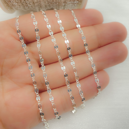 V185SS. Sterling Silver Flat Marina Link Chain