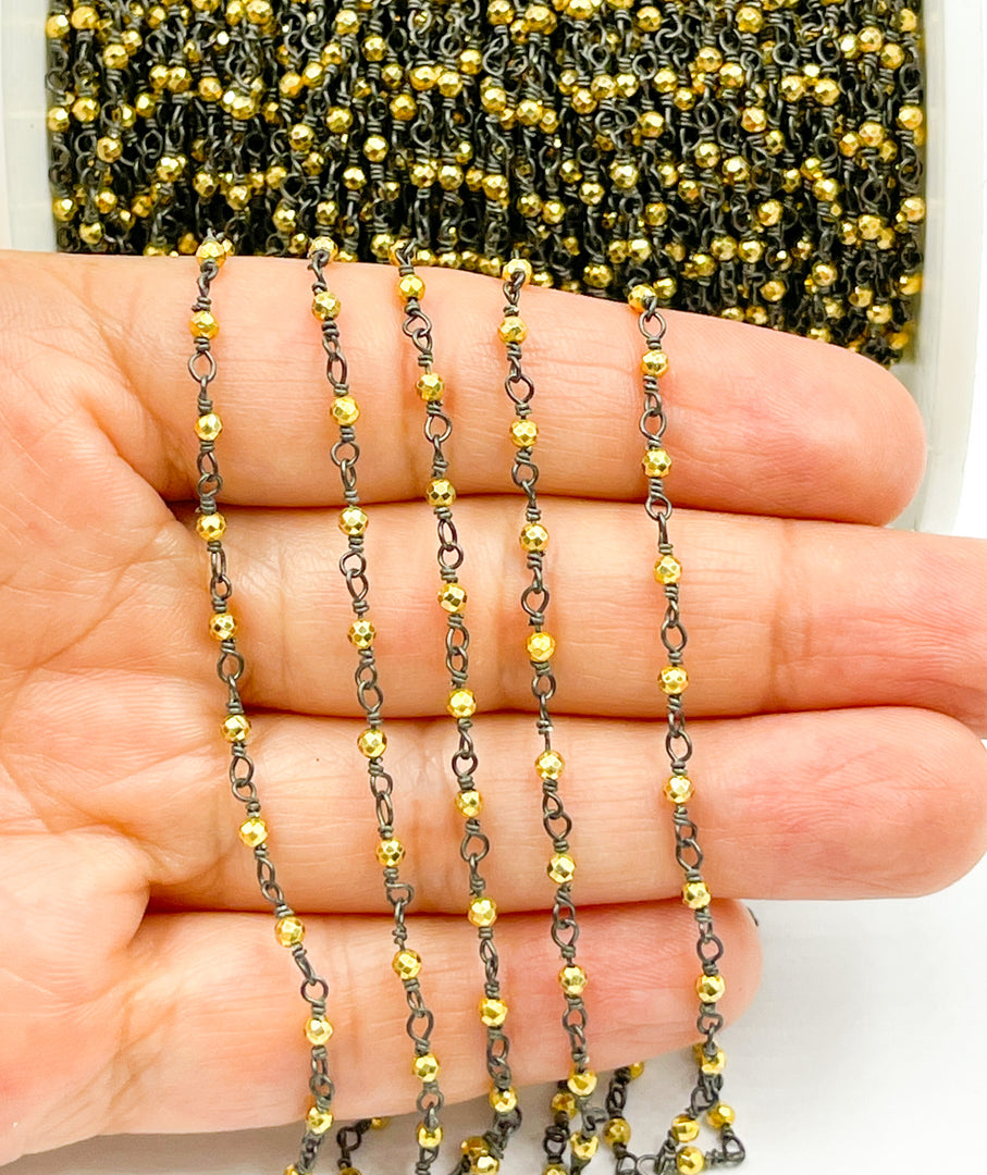 Gold Pyrite Wire Wrap Chain. PYR14