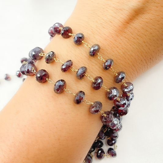 Coated Garnet Gold Plated Wire Chain.