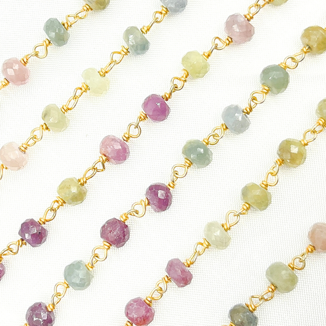 Multi Sapphire Gold Plated Wire Chain.