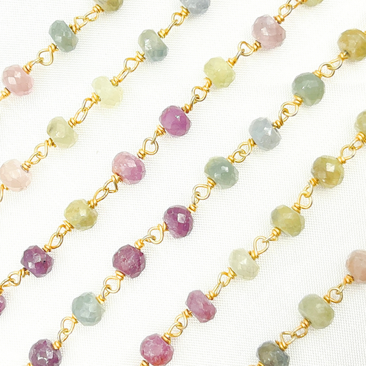 Multi Sapphire Gold Plated Wire Chain.