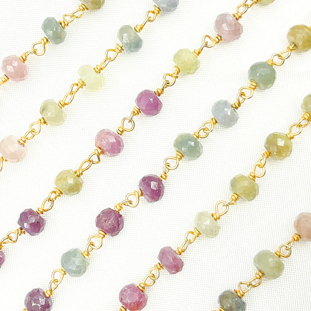 Multi Sapphire Gold Plated Wire Chain. MSA31