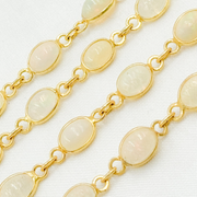 Ethiopian Opal Oval Shape Bezel Gold Plated Silver Wire Chain
