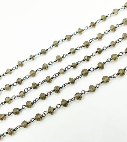 Smoky & Black Gem Stone Wire Wrapped Chain