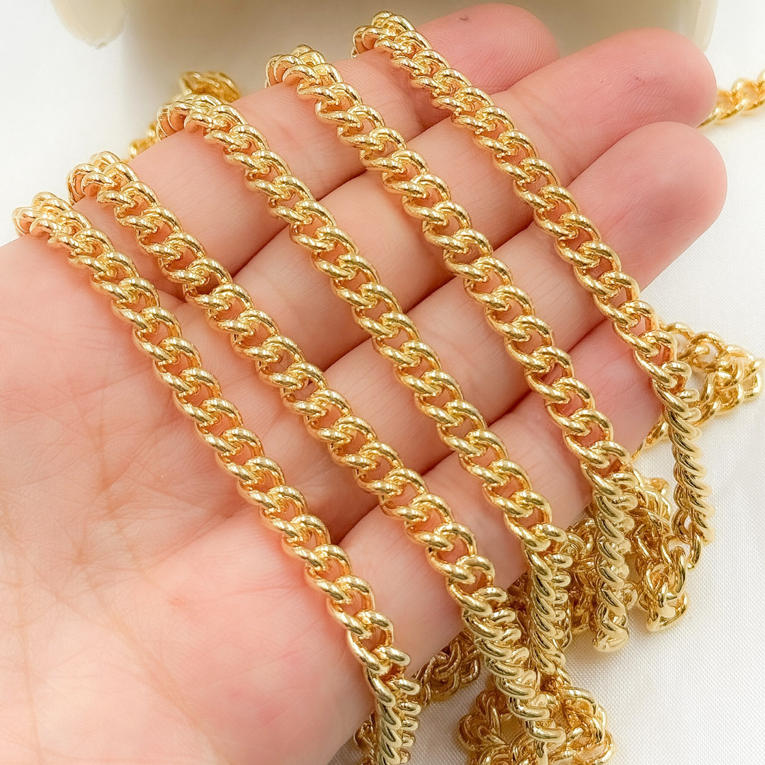 Gold Plated 925 Sterling Silver Curb Chain. 6007CHRGP