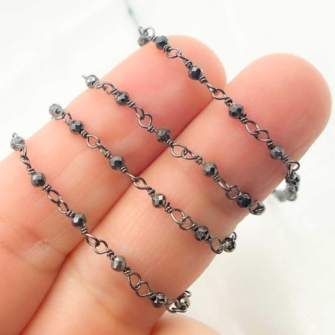 Pyrite Black Rhodium Sterling Silver Wire Chain