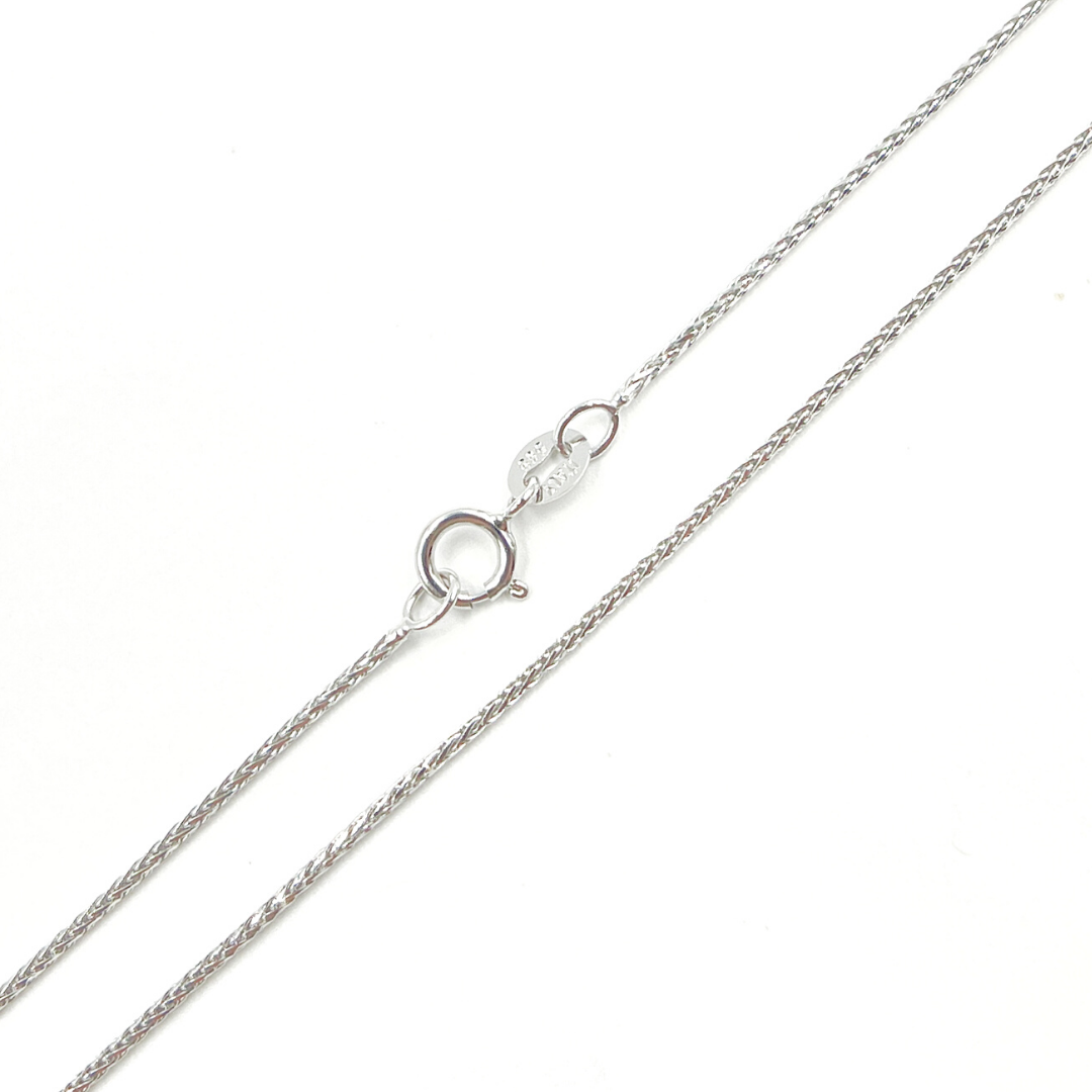 14K Solid White Gold Wheat Chain
