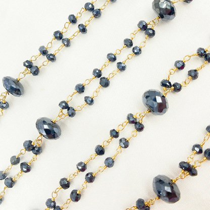 Coated Black Spinel Gold Plated Wire Chain.