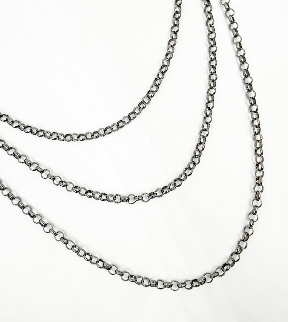 Black Rhodium 925 Sterling Silver Rolo Chain. V102BR