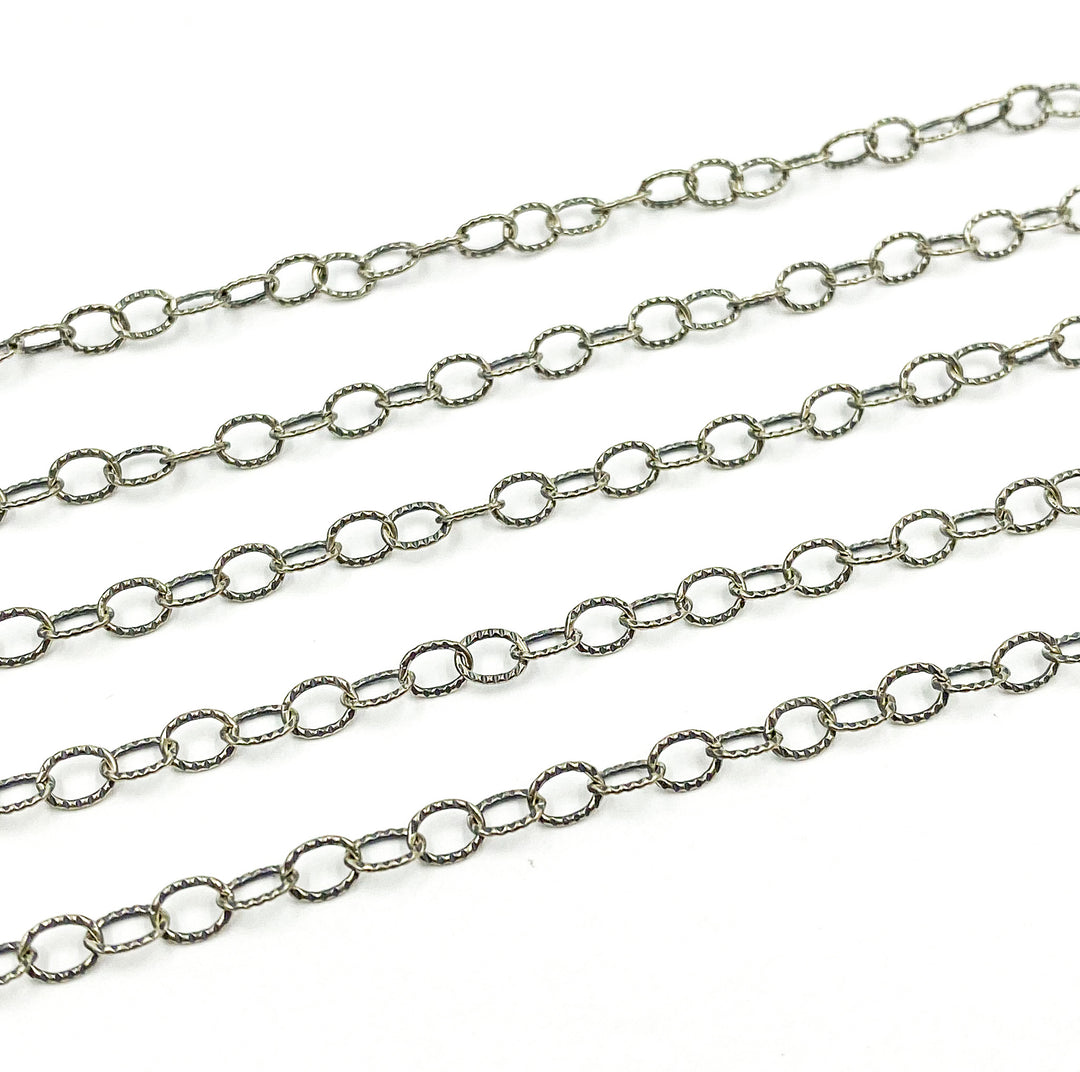 Oxidized 925 Sterling Silver Twisted Oval Link Chain. 2207AOX