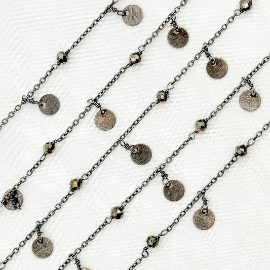 Pyrite and Dangle Disc Oxidized Connected Wire Chain.