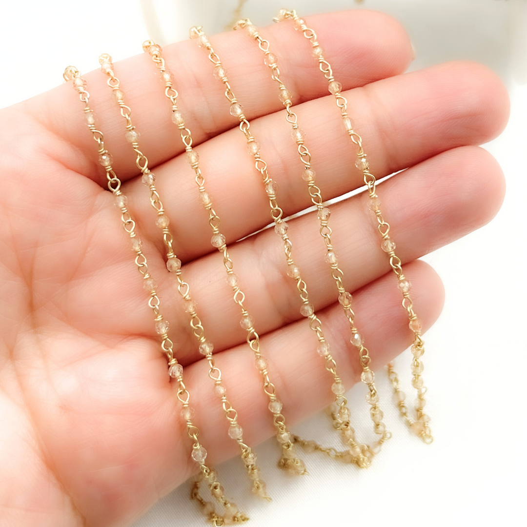 Coated Crystal Gold Plated Wire Chain. CR29