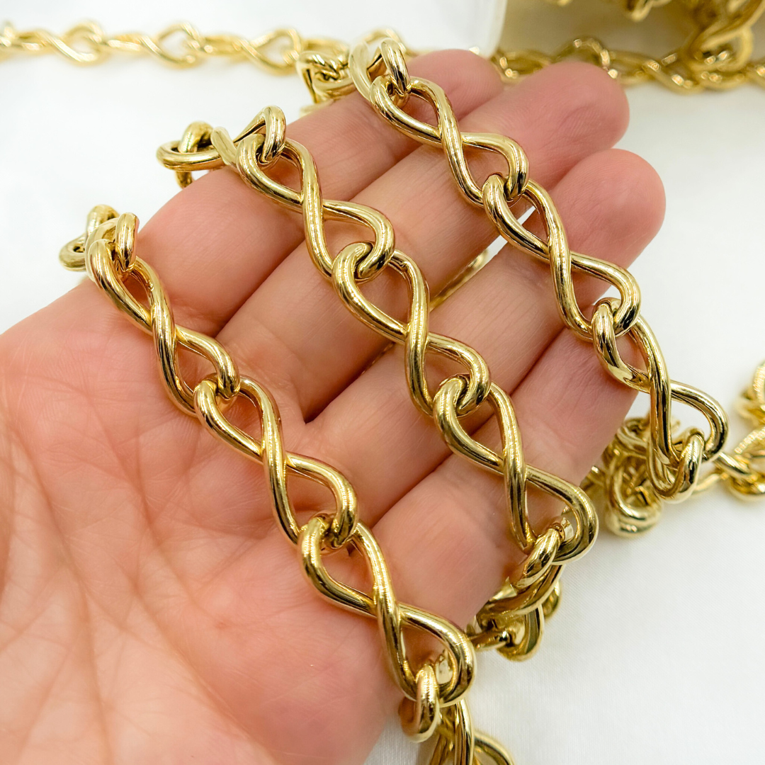 Gold Plated 925 Sterling Silver Hollow Infinite Link Chain. 565MTGP