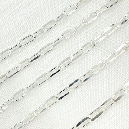 V184SS. 925 Sterling Silver Diamond Cut Paperclip Link Chain