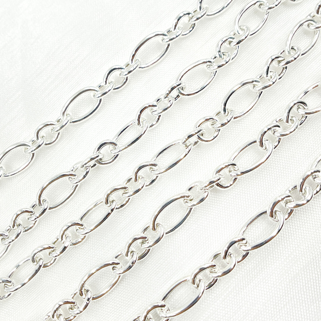 925 Sterling Silver Smooth Oval and Round Link Chain