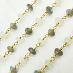 Load image into Gallery viewer, Labradorite &amp; White Rainbow Moonstone Gold Plated Wire Chain