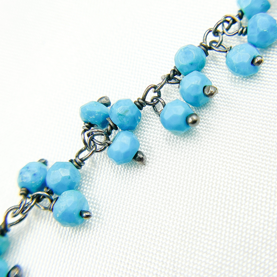 Turquoise Cluster Dangle 3.5mm Oxidized Wire Chain