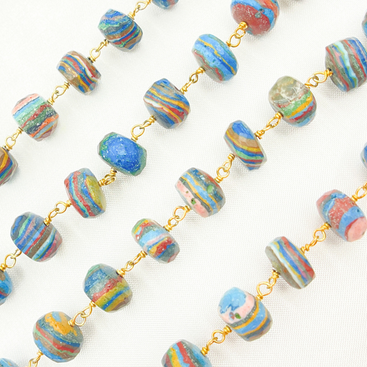 Rainbow Calsilica Gold Plated 925 Sterling Silver Wire Chain