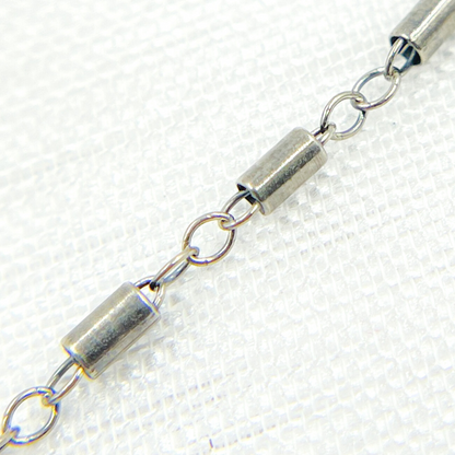 Oxidized Sterling Silver Fancy Tube Link Chain