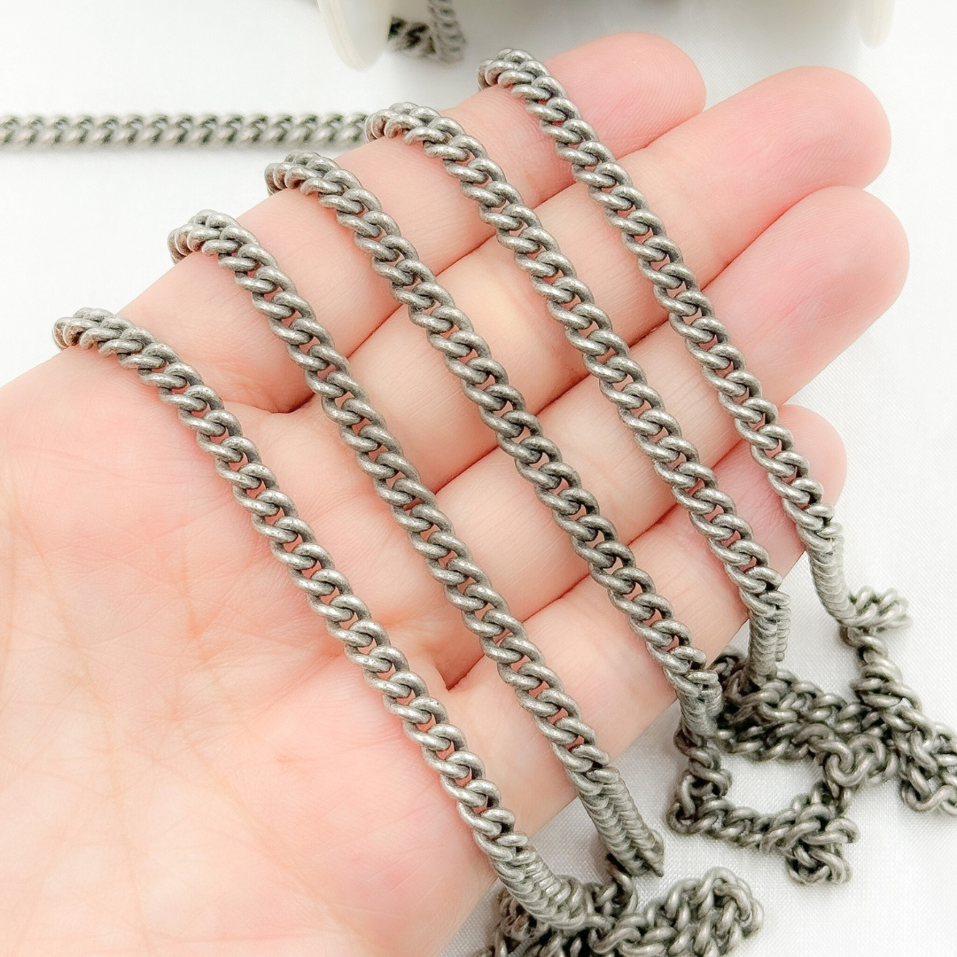 Oxidized 925 Sterling Silver Curb Chain. X21OX