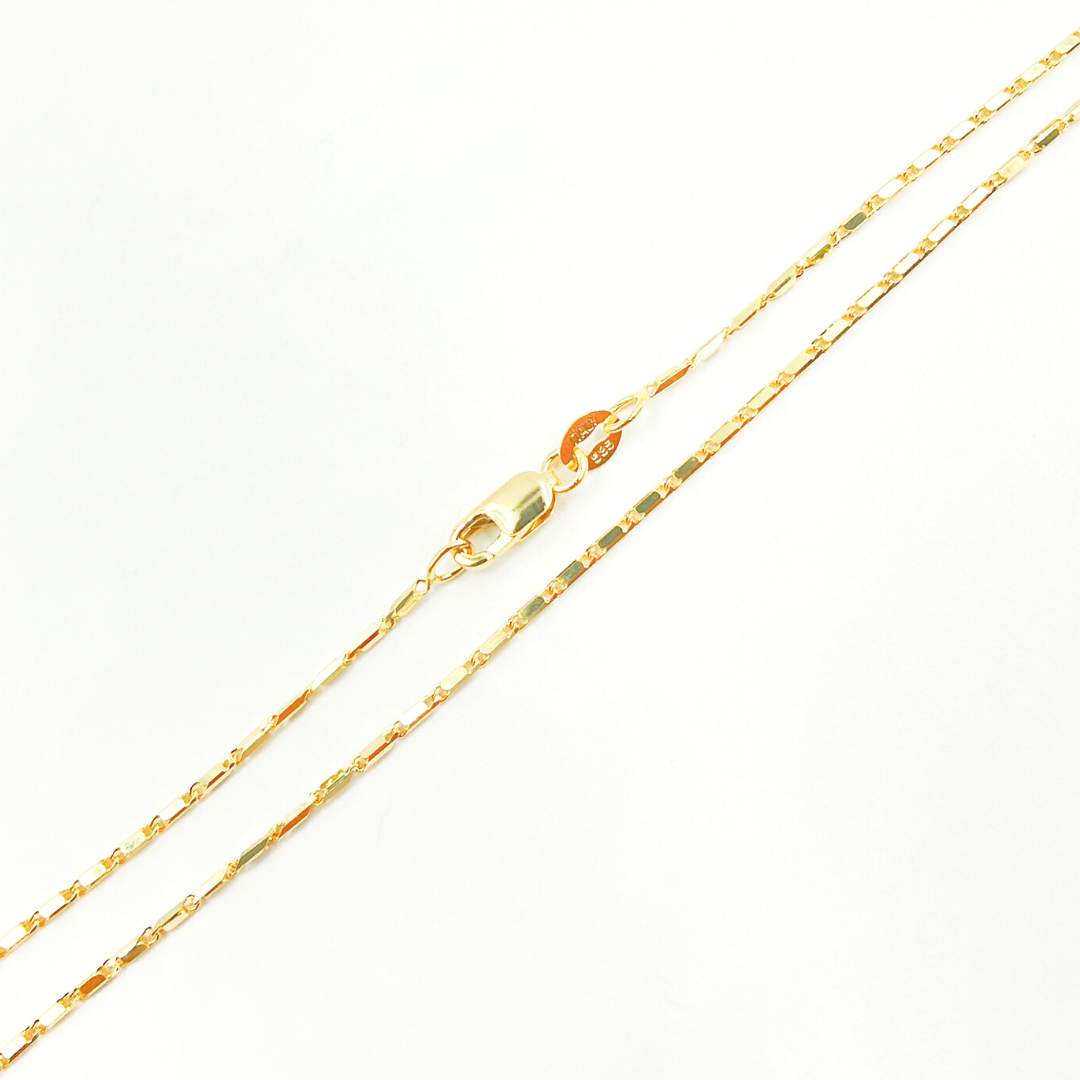14K Solid Gold Bars Chain
