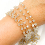 Natural Brown Zircon Gold Plated Wire Chain