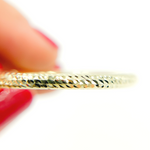 Load image into Gallery viewer, 14K Gold Tri-Color Hoop Earrings with Engraved Tornado Design.