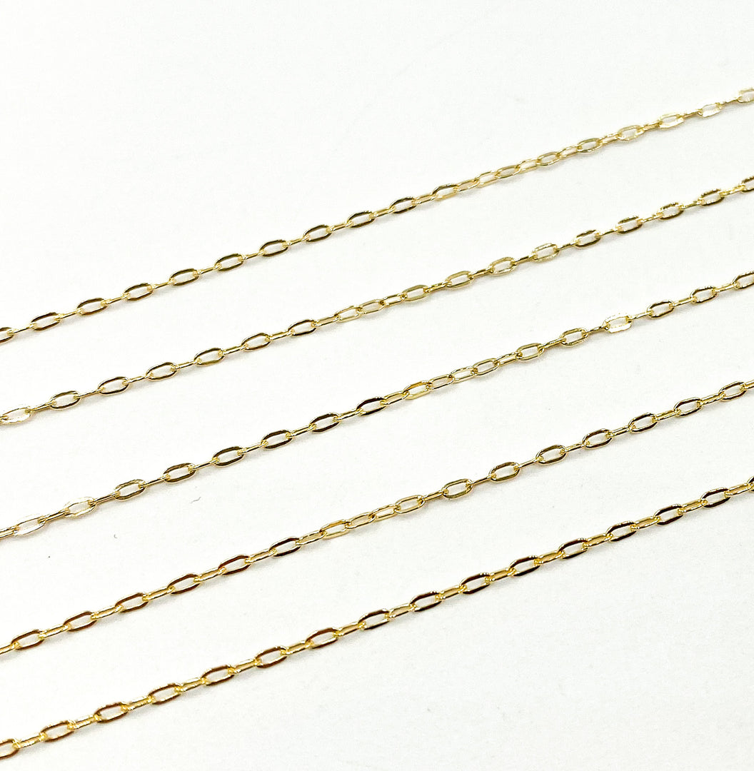 14k Gold Filled 2.3x1.2mm Flat Link Cable Chain. 1218DFGF