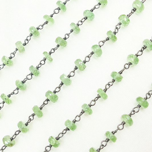Green Kyanite Oxidized Wire Chain