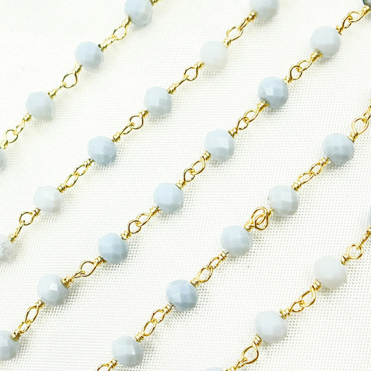 Blue Opal Gold Plated Wire Chain