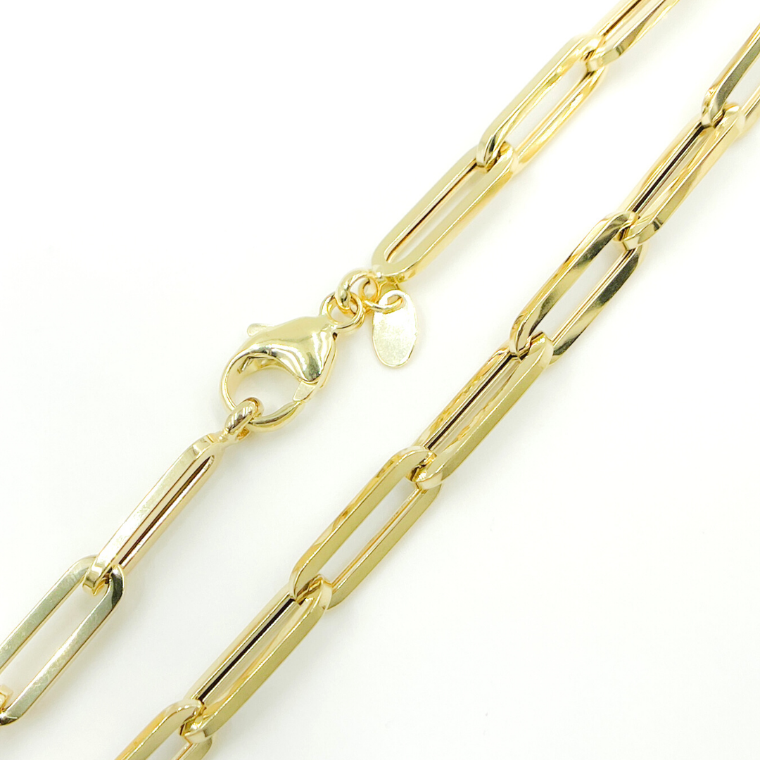 14K Solid Gold Flat Paperclip Chain