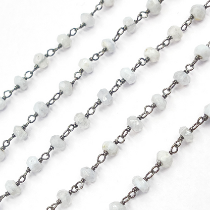 Blue Lace Agate Black Rhodium 925 Sterling Silver Wire Chain