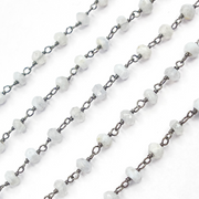 Blue Lace Agate Black Rhodium 925 Sterling Silver Wire Chain