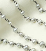 Load image into Gallery viewer, Grey Freshwater Pearl Wire Wrap Chain. PRL29
