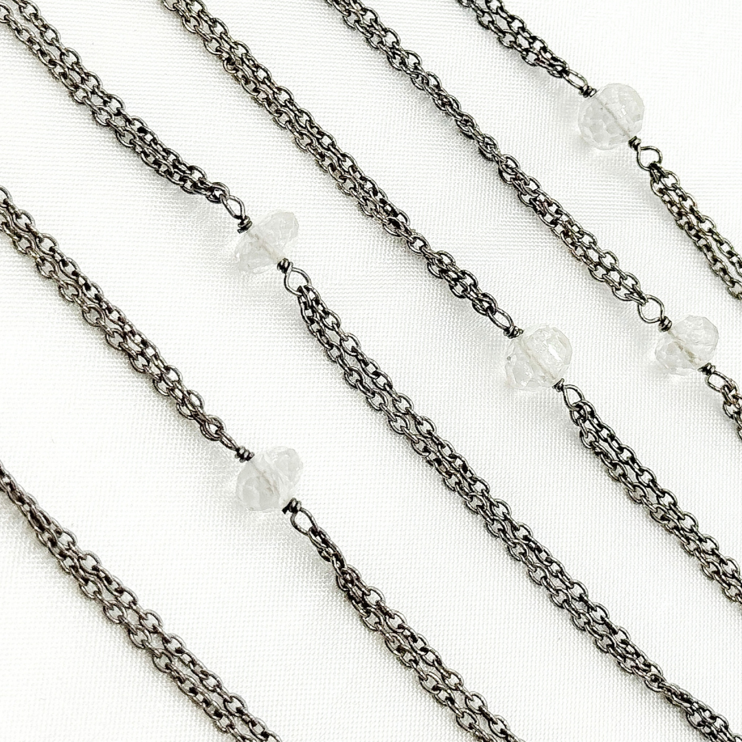 Crystal Double Oxidized Connected Wire Chain. CR17