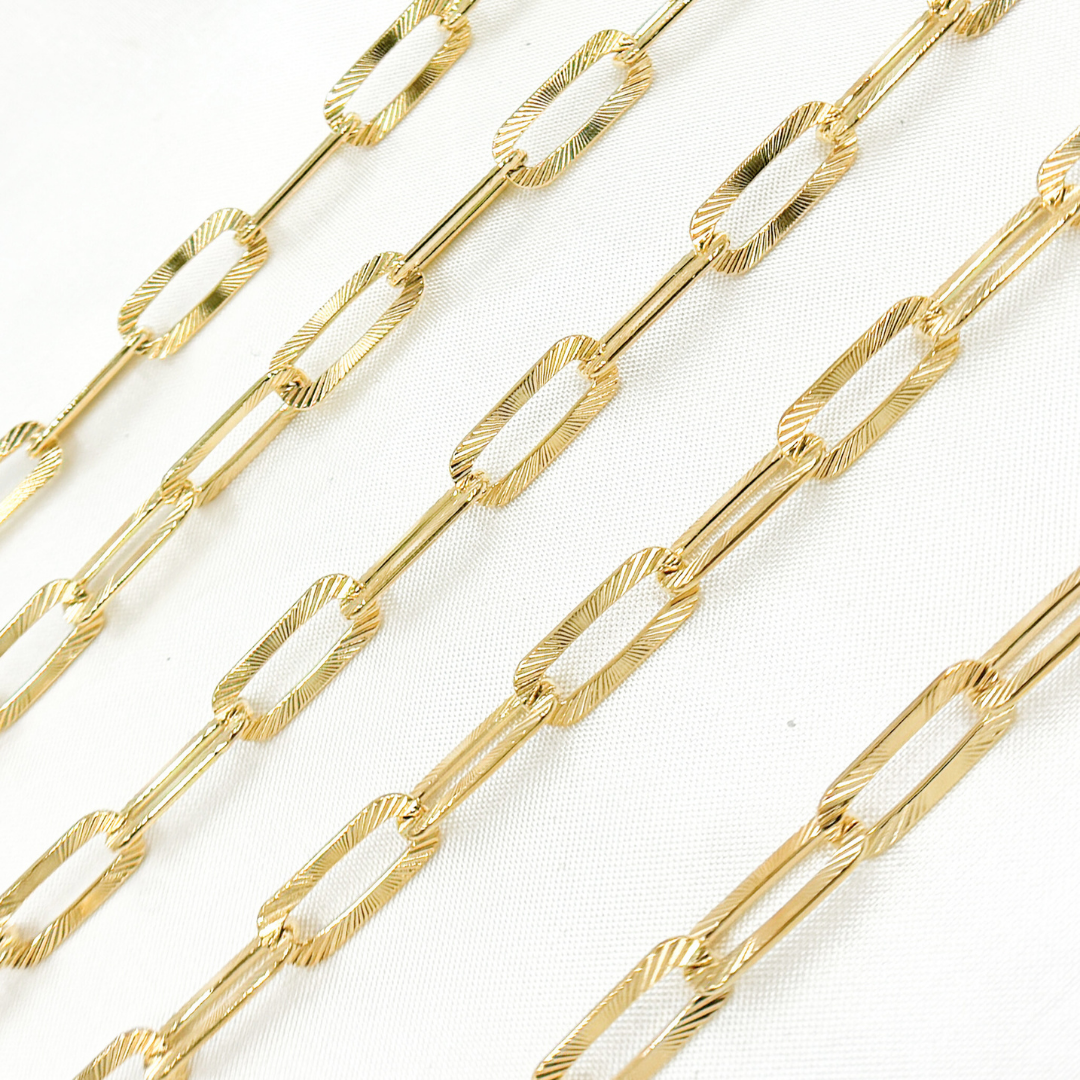 Gold Plated 925 Sterling Silver Textured Paperclip Chain. Y58S04GP