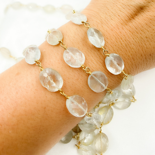 Aquamarine Oval Gold Plated Wire Chain
