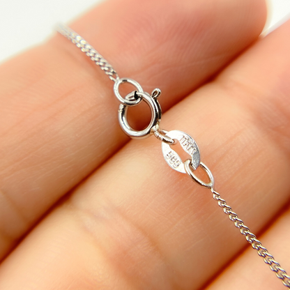 14K Solid White Gold Curb Chain